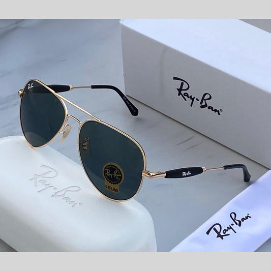RAY-BAN Black & Gold 3517 Oval Trendy Hot Favourite Wintage Sunglass For Unisex.