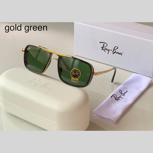 RAY-BAN Green & Gold 4413 Square Causal Latest Sunglass For Unisex.