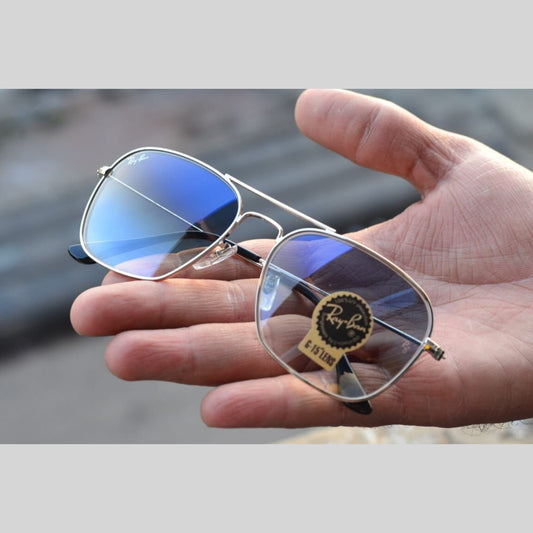 New Attractive Blue Shaded & Silver 3136 Square Aviator Style Sunglass For Unisex