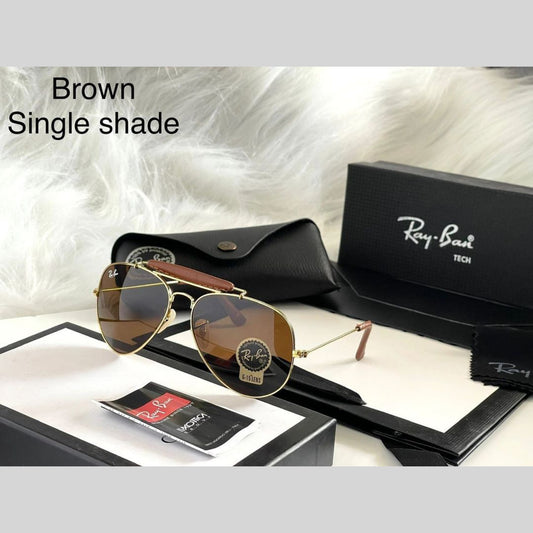 RAY-BAN New Attractive Looking Brown & Gold 3422 Fancy Aviator Bridge Sunglass For Unisex