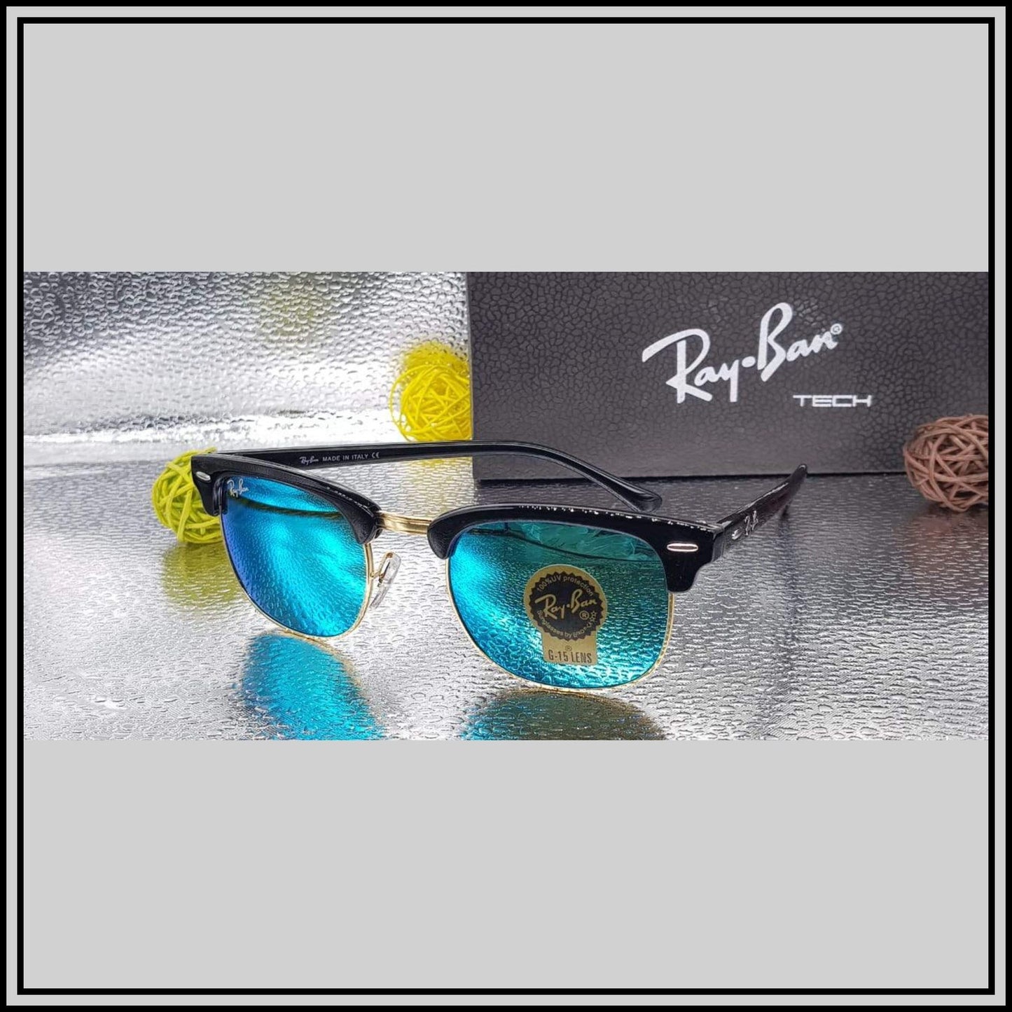 Aqua Blue & Gold ( 3016 ) New 26-mm Men's Sunglasses.
